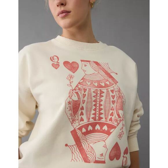 AE Valentine's Day Graphic Relaxed Crew Neck Women's Sweatshirt Size Small - Picture 1 of 10